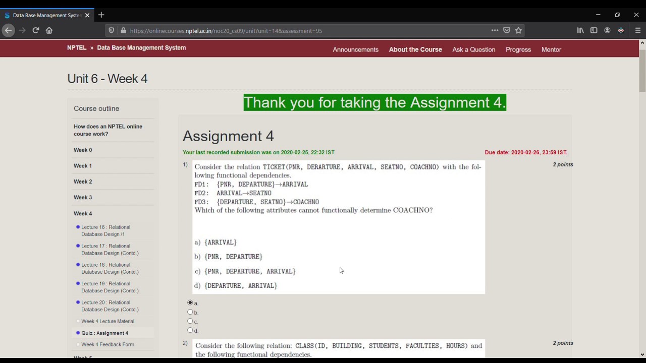 project planning and control nptel assignment solutions week 4