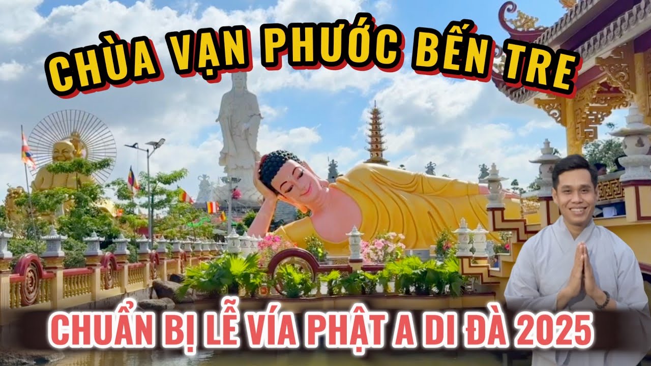 Chùa Vạn Phước Bến Tre Đông Đúc Khách Tham Quan trước ngày tổ chức Lễ vía Phật A Di Đà 2025 | SaLaTV