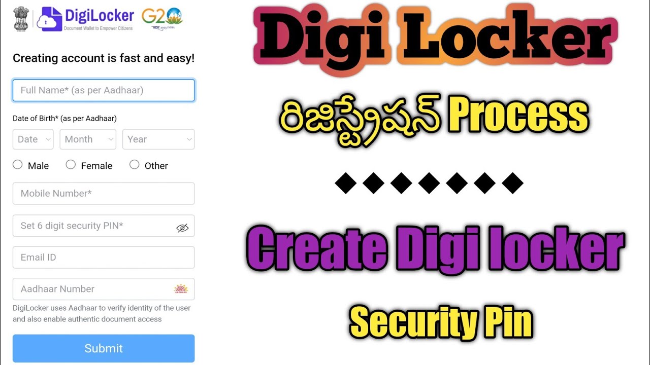 Digi Locker Registration Process Create Digi Locker Security Pin In