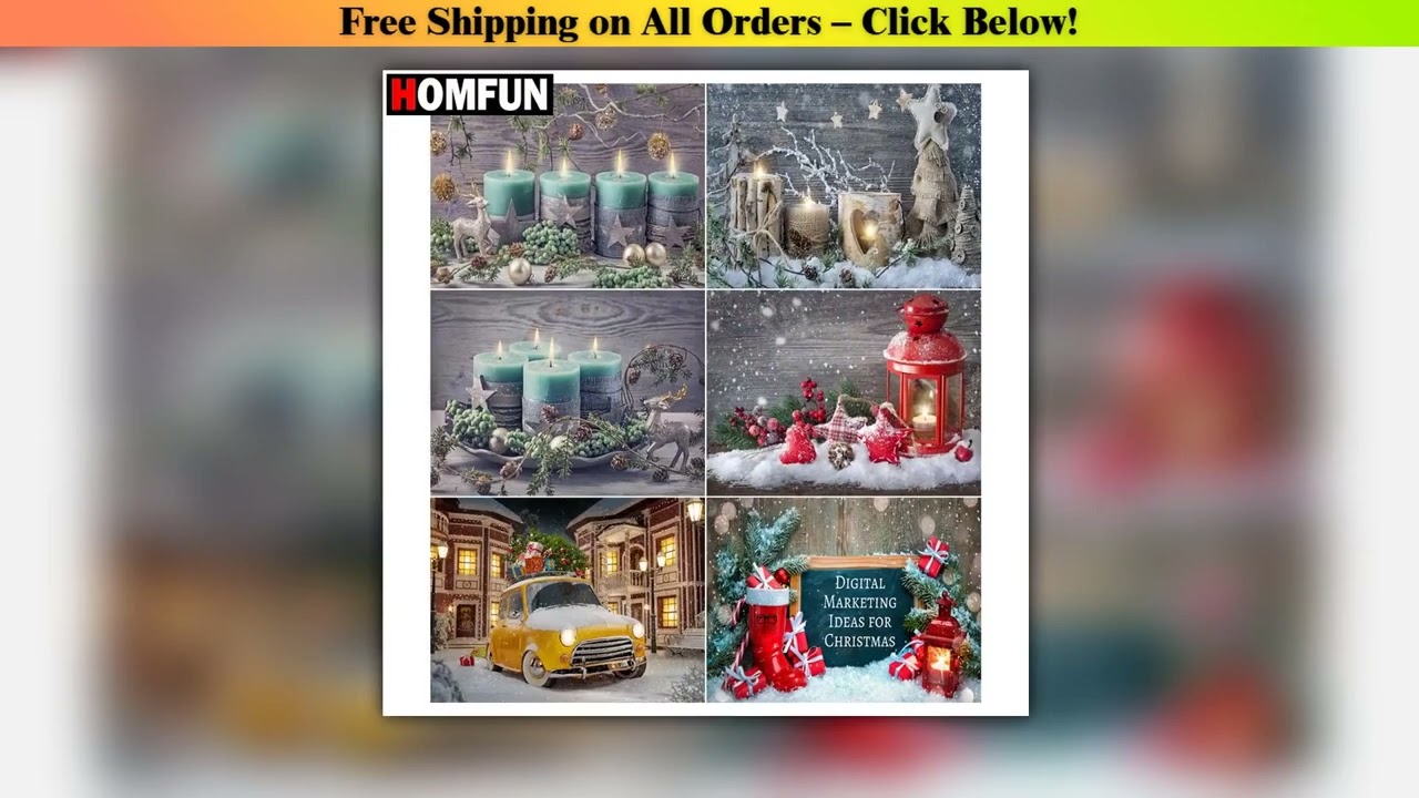 HOMFUN DIY 5D Diamond Painting Candle christmas car Full Diamond Embroidery Sale Picture Of Rhinest