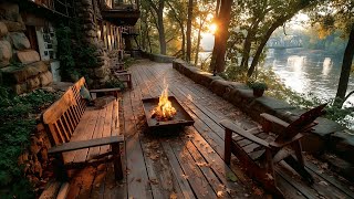 Relax on This Porch with Me | Gentle Lake Sounds & Campfire Calm for Summer Morning, Relaxing Sounds