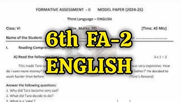 6th 💯FA-2 English Question Paper 2024-2025 ( Practice paper 1)👍| 💯Formative Assessment 2 Paper📃 👍