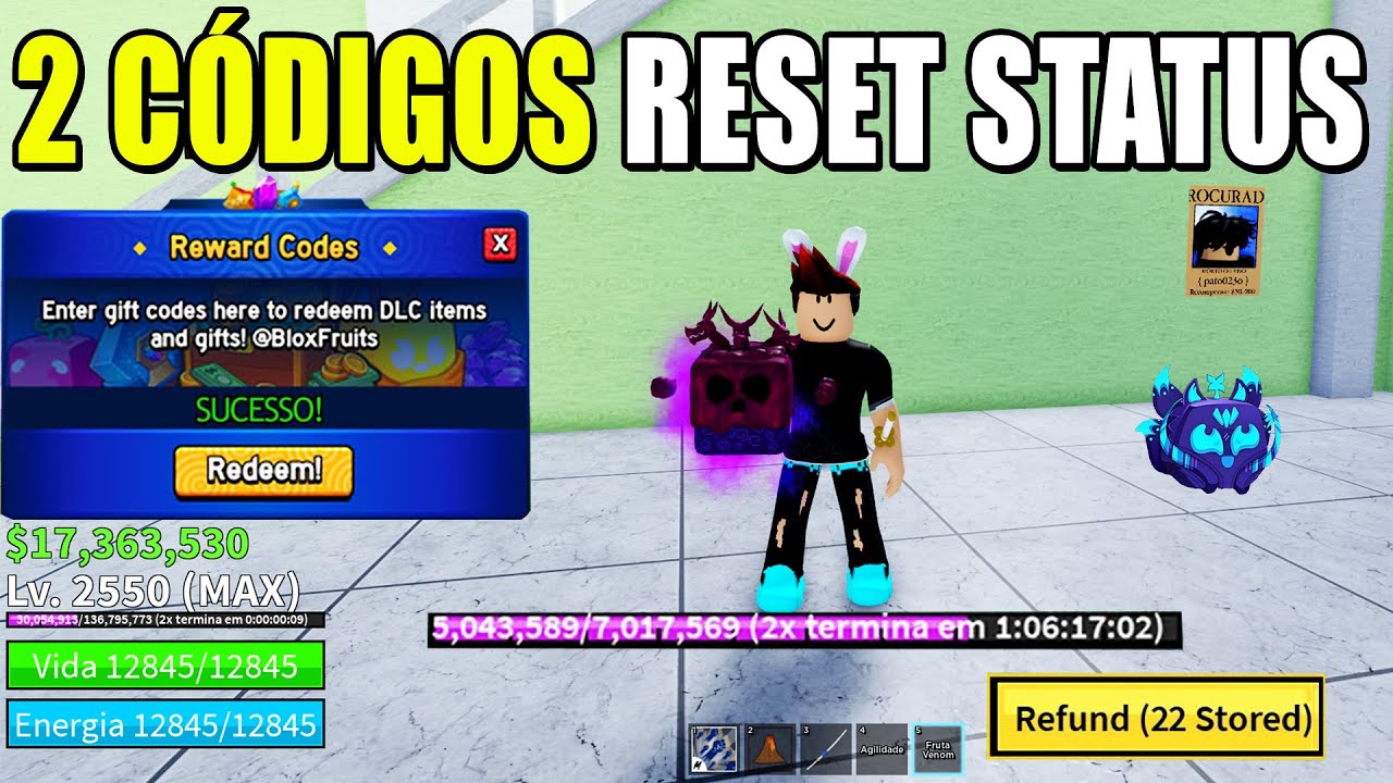 2 NOVOS CÓDIGOS RESET STATUS + 27 CÓDIGOS DE EXP BELI E RESET blox ...