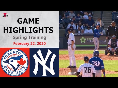 Toronto Blue Jays vs. New York Yankees Highlights - February 22, 2020 (Spring Training)