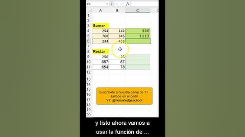 Como Sumar y Restar en #excel