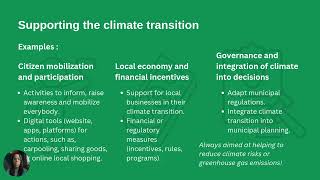 The development of our Climate plan : supporting the climate