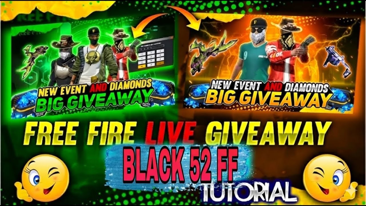 🔴 FREE FIRE LIVE GIVEAWAY 🎁 [ FF LIVE TEAM CODE GIVEAWAY ] BLACK52 FF ...