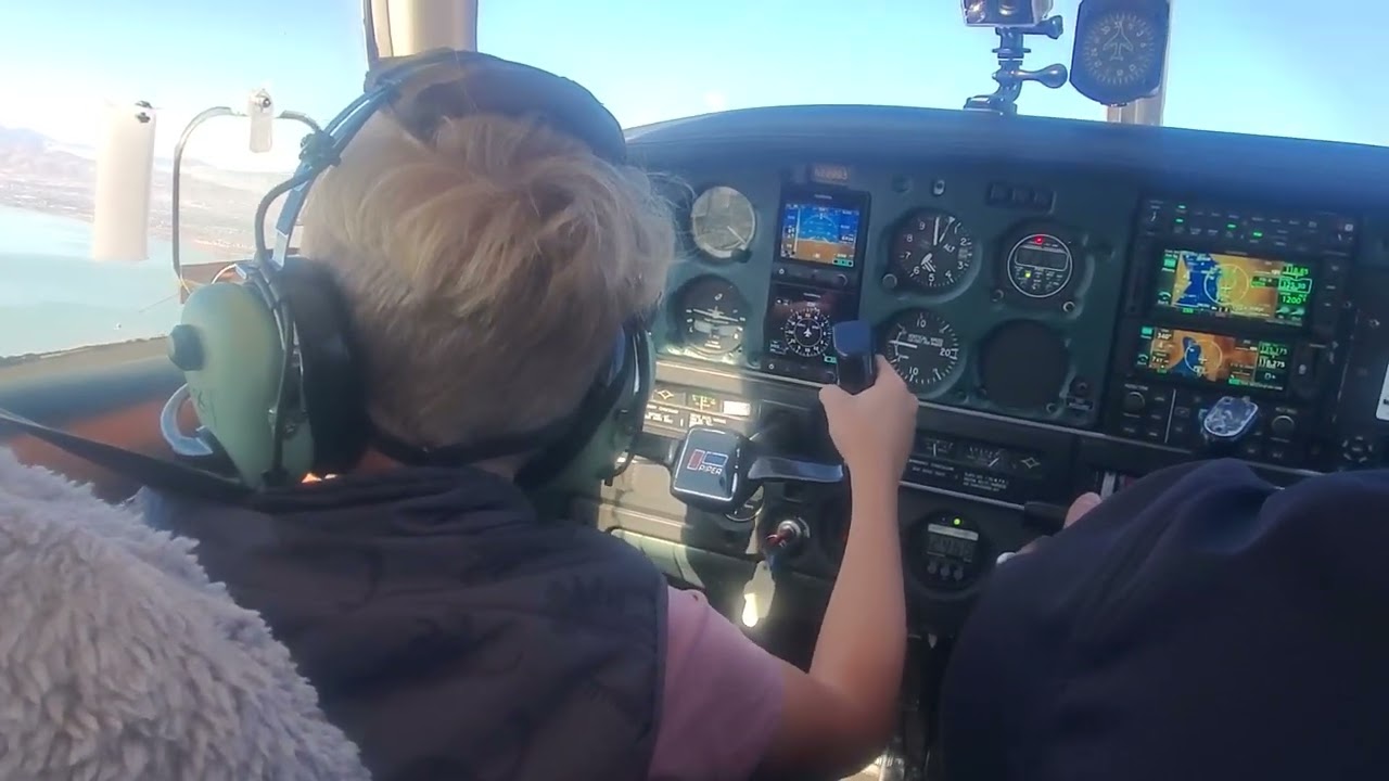 Dawson flying a Piper Archer airplane all buy himself. 
