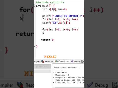 Add natural Numbers using Arrays program || #programming #coding #shorts