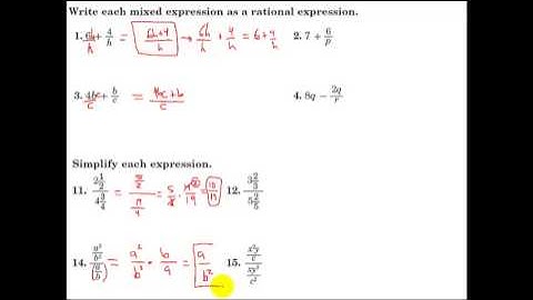 Glencoe Algebra 1 - 11.7 - Mixed Expressions and Complex Fractions