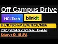 HCLTech & Blinkit Off Campus Drive 2022,2023 & 2024 | Jobs for Freshers🔥🔥