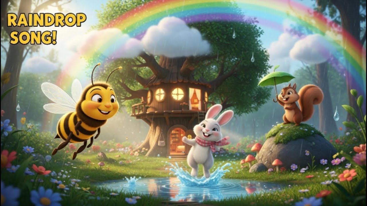 Raindrop Song for Kids🌧💧 | Bunny, Boo & Bee | Fun Rainy Day Nursery Rhyme 🌧🌈| 