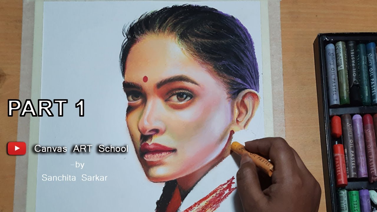 How to draw Deepika Padukone face with Oil pastel | Deepika Padukone Portrait Drawing part-1