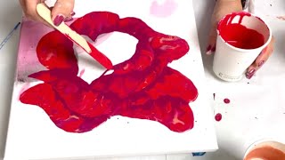 **NEW TECHNIQUE** Layered Dutch Pour Red Rose 🌹 acrylic paint pour, abstract fluid art