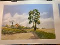 Painting the countryside in watercolour.