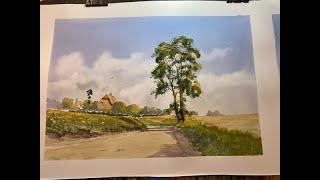 Painting the countryside in watercolour.