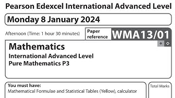 IAL P3 January 2024 Question Paper Edexcel WMA13/01 (Pure Mathematics 3 P3)