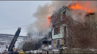 Shamokin Fire Bureau  7th St.  Massive Fire With Collapses