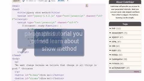 JQUERY Tutorial : jQuery show method