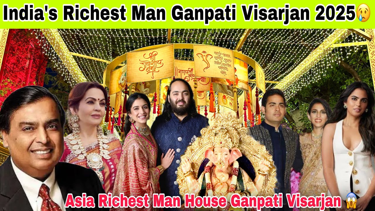 Mukesh Ambani House Ganpati Visarjan 2025 🥹 || India’s Richest Man House || Ambani Family Ganpati 