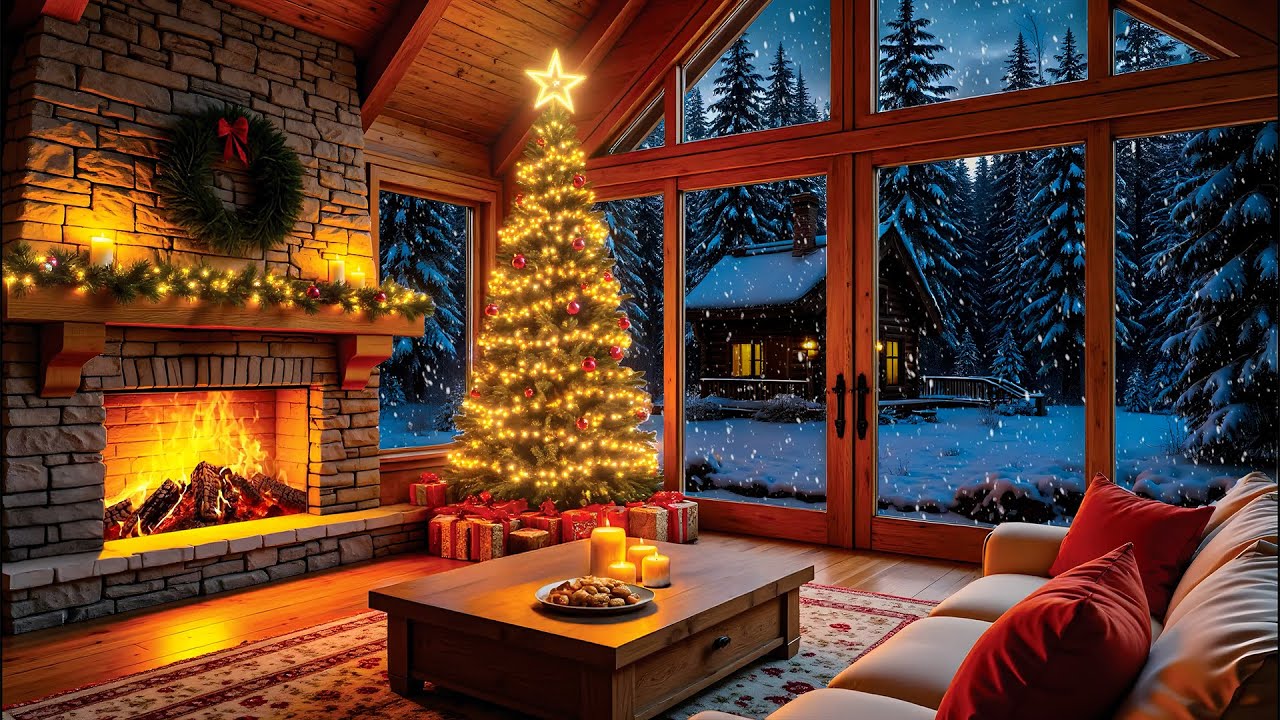 Уютная Зимняя Атмосфера В Домике ❄️🔥🎹 Нежная Джазовая Фортепианная Музыка И Потрескивание Камина