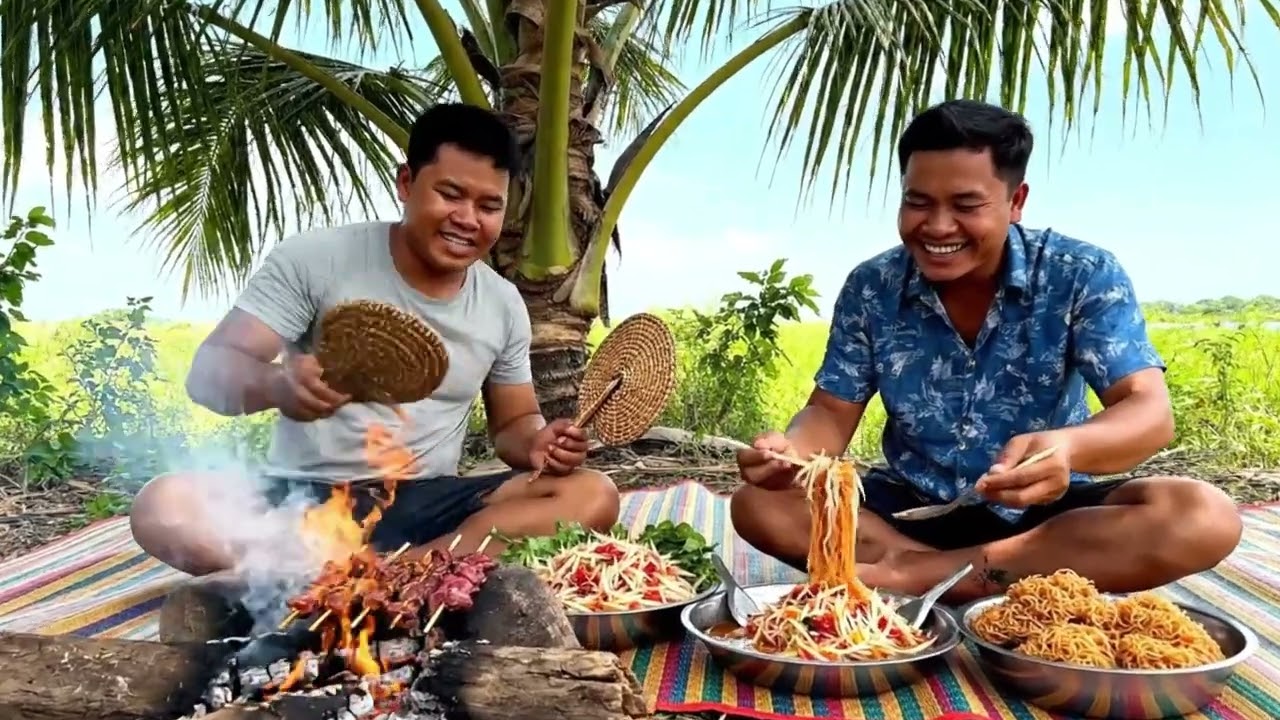 Nature Escape: Enjoying a Hot Bowl of Noodles with a Scenic View