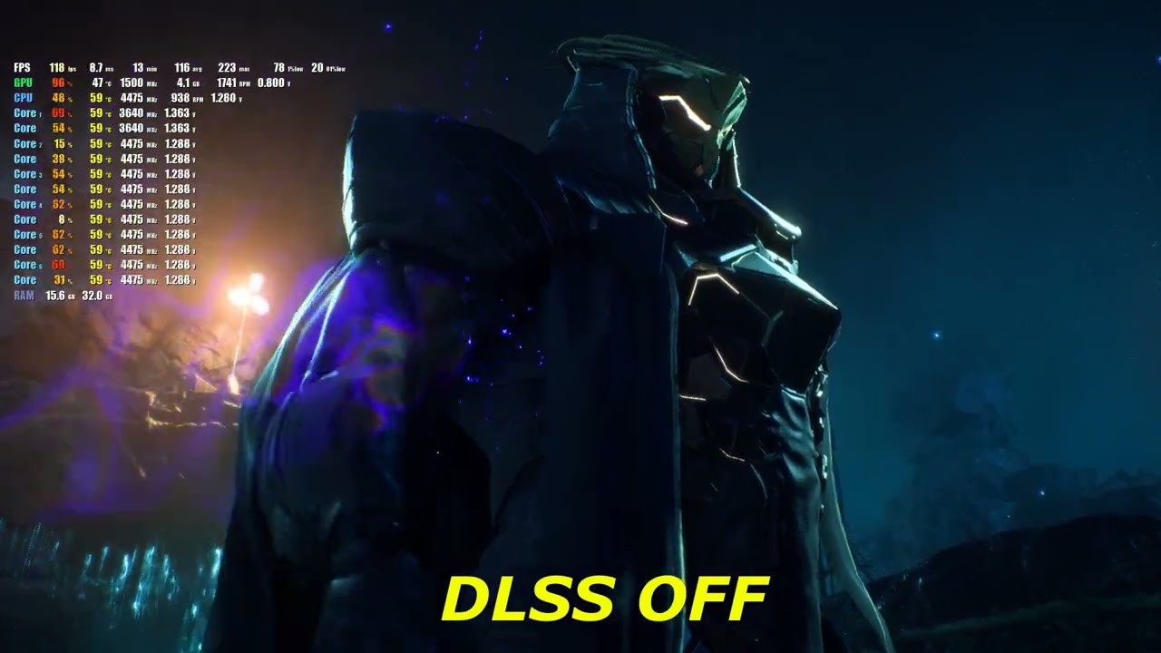 Test RTX 3060ti & R5 5600X. Game ANTHEM. DLSS Off & ON.