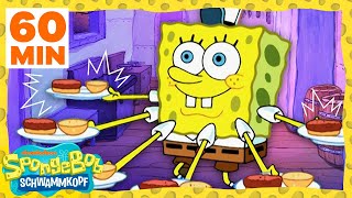 SpongeBob | SpongeBob kocht Krabbenburger für 1 STUNDE! | SpongeBob Schwammkopf