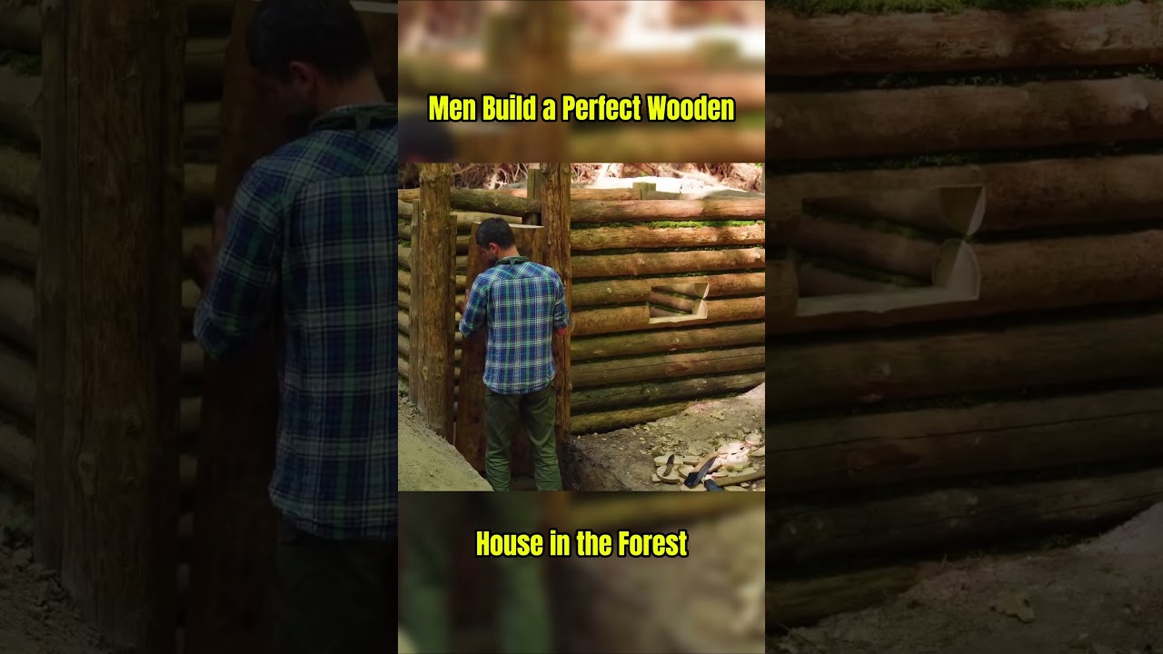 Men Build a Perfect Wooden House in the Forest 