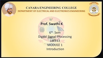 VTU DSP 18EE63 M1 L1 Introduction