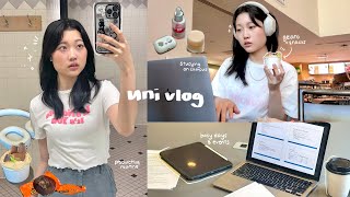 uni vlog 🍰 busy college life, morning routine, shopping at bookstore, gelato, classes, daily makeup