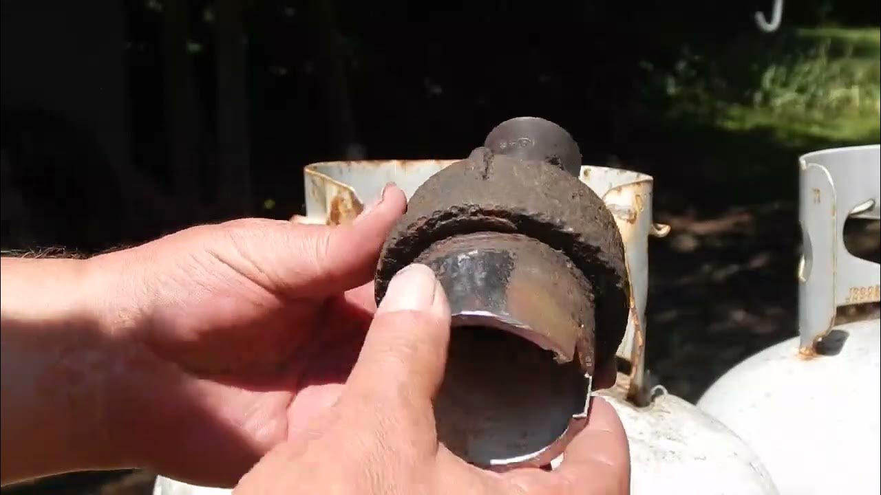 Homemade propane tank valve removal tools for use with an impact. Easy  peesy. 