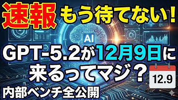 速報：もう待てない！GPT-5.2が12月9日に来るってマジ？内部ベンチ全公開