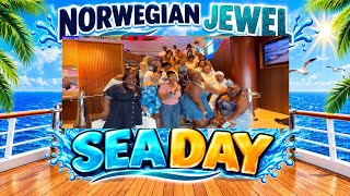 Norwegian Jewel- SEA DAY GOT WILD! Sexy Man Competition, Game Day + Denim & Pearls Night
