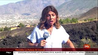RTVE - 24H | Reportera presienta un temblor en un directo - Volcán en La Palma - 19.09.2021