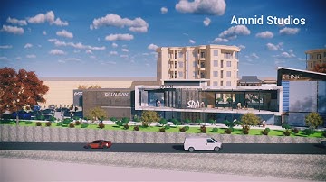 ENSCAPE 3D IN KIGALI. A SIMPLE MIXED USE ARCHITECTURE ANIMATED WITH ENSCAPE