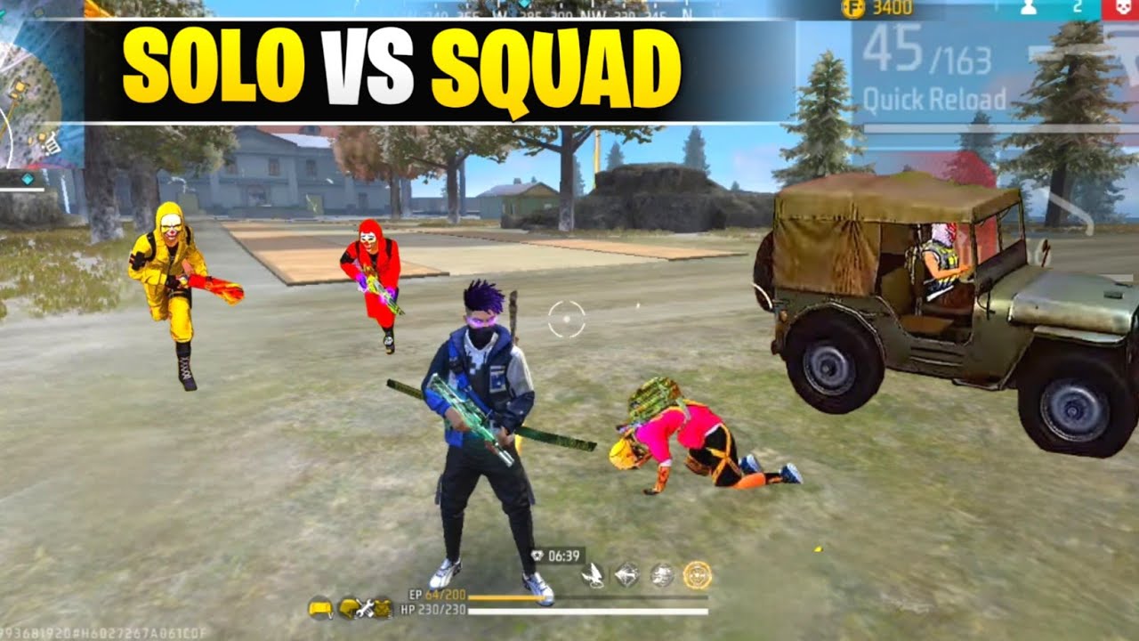 SOLO VS SQUAD GAMEPLAY IN TELUGU GARENA FREE FIRE MAX | SOLO VS SQUAD ...