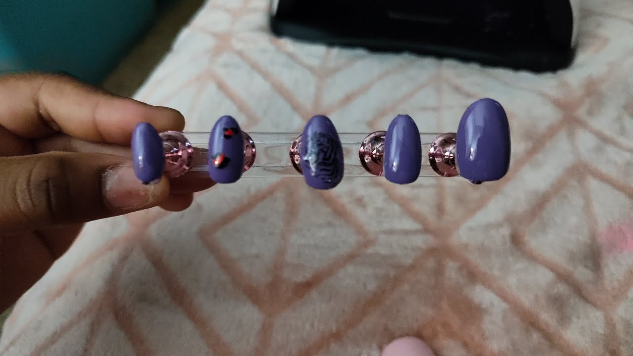 Beetles tripex nail tips with beetles gel nail polish beginner friendly purple 💜 tiger 🐯