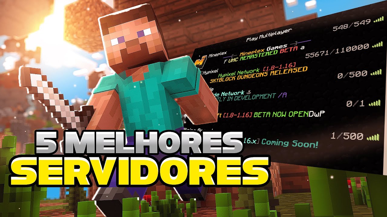 TOP 5 melhores servidores de MINECRAFT PIRATA BEDWARS E SKYWARS 2025!