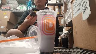 Quick lunch break in the Backrooms (Dunkin' Berry Protein Refresher)