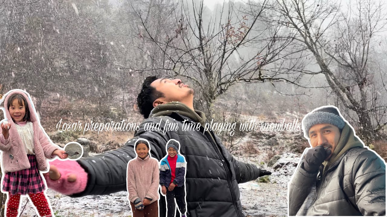 Losar festival preparation and sudden snowfall … wonderful day it was…..😊