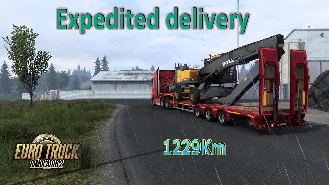Transporting volvo EW240E Excavator from sweden to netherlands - long distance 1229 km ets 2