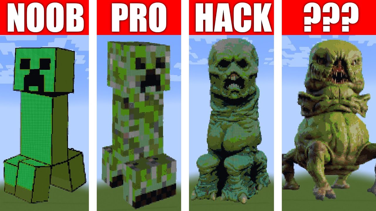 Creeper NOOB vs PRO vs HACKER MINECRAFT Pixel Art