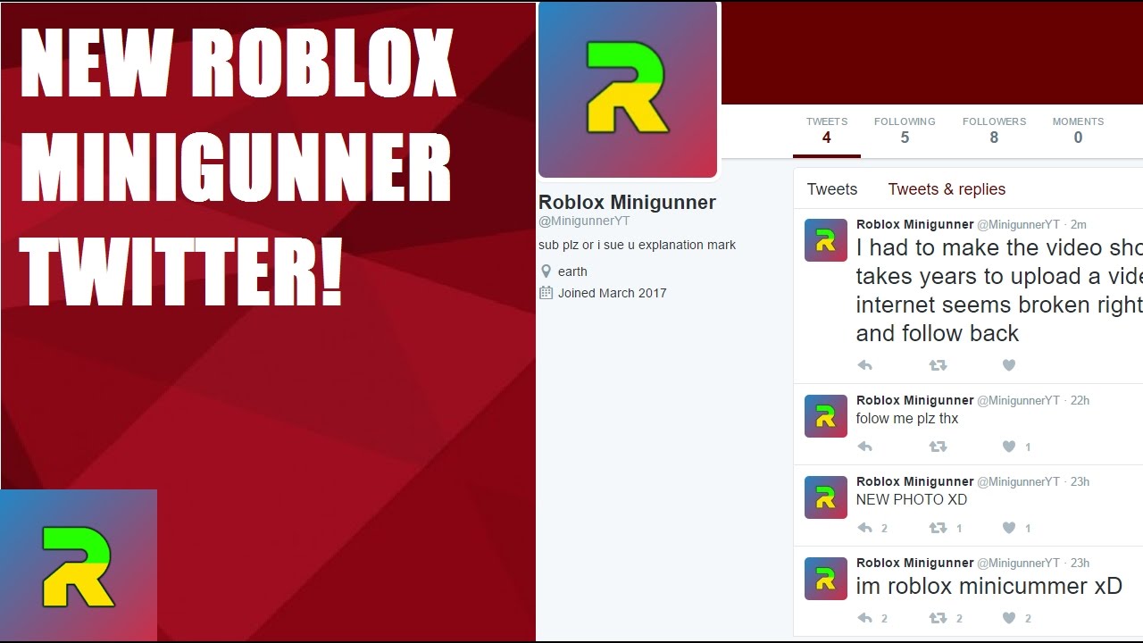 New Twitter Link In Description Youtube - roblox minigunner