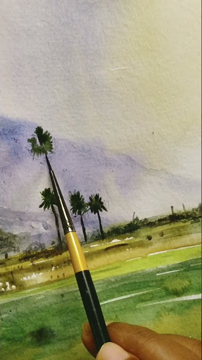 Easy watercolor landscape painting by hari artist #watercolor #landscape