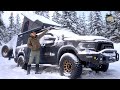 Snow camping in parking lot  new gear testing  alucabin canopy camper first use
