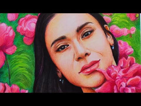 Поле пионов. Таймлапс. Рисунок цветными карандашами.