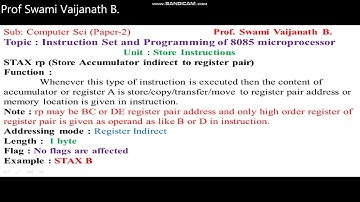 STA addr, STAX rp and SHLD instruction of 8085 microprocessor