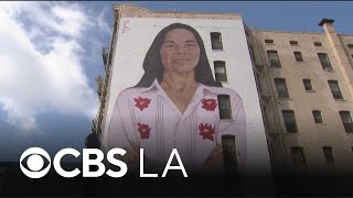 Mural honoring labor leader Dolores Huerta unveiled in downtown Los Angeles