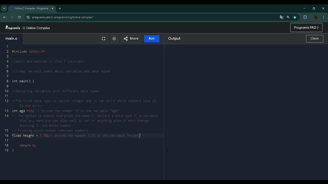 C programming tutorial 2 - Data types and variable - YouTube